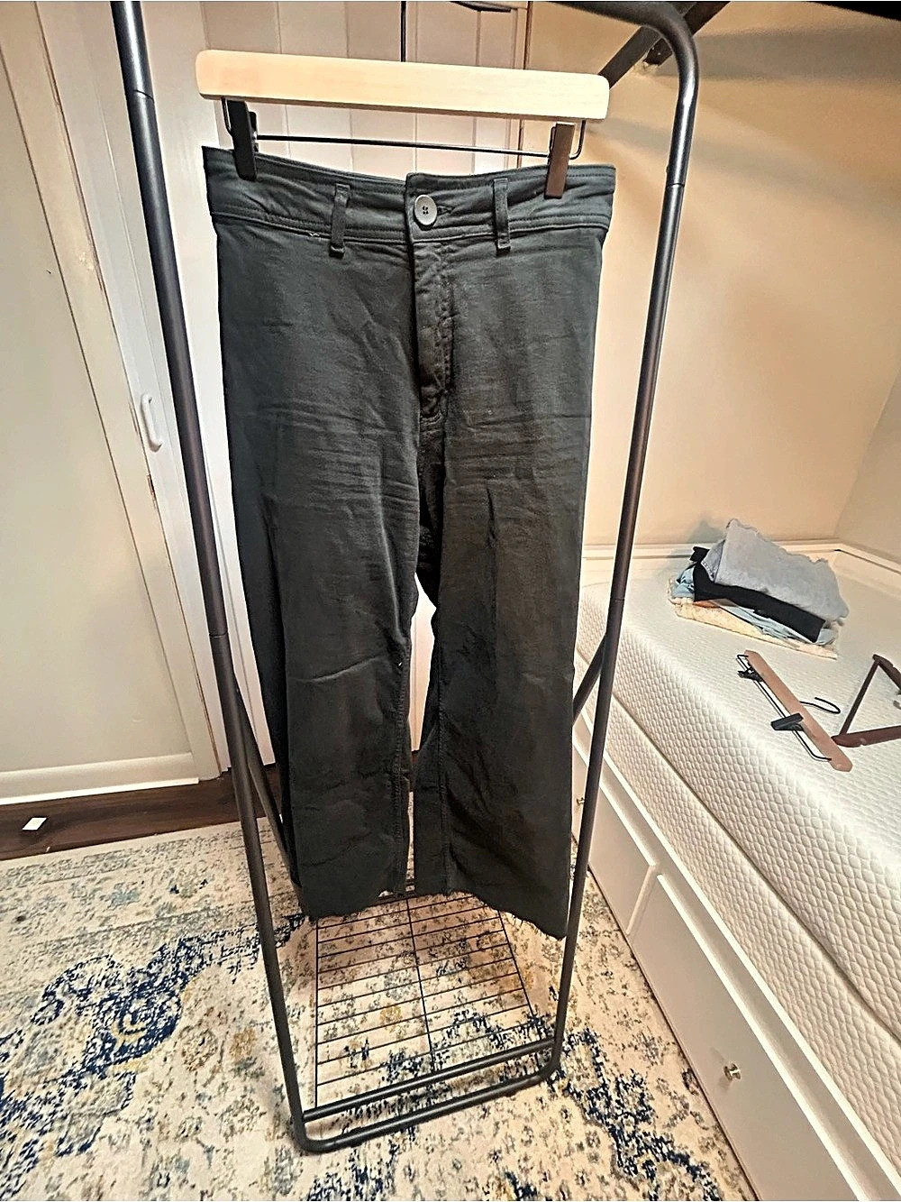 Zara Straight Leg Cotton Pants in Black EU 40